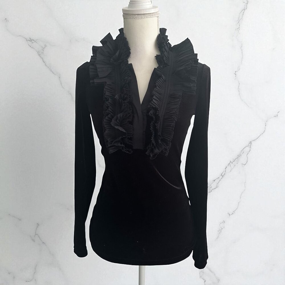 BCBGMaxAzria Black Ruffled Blouse